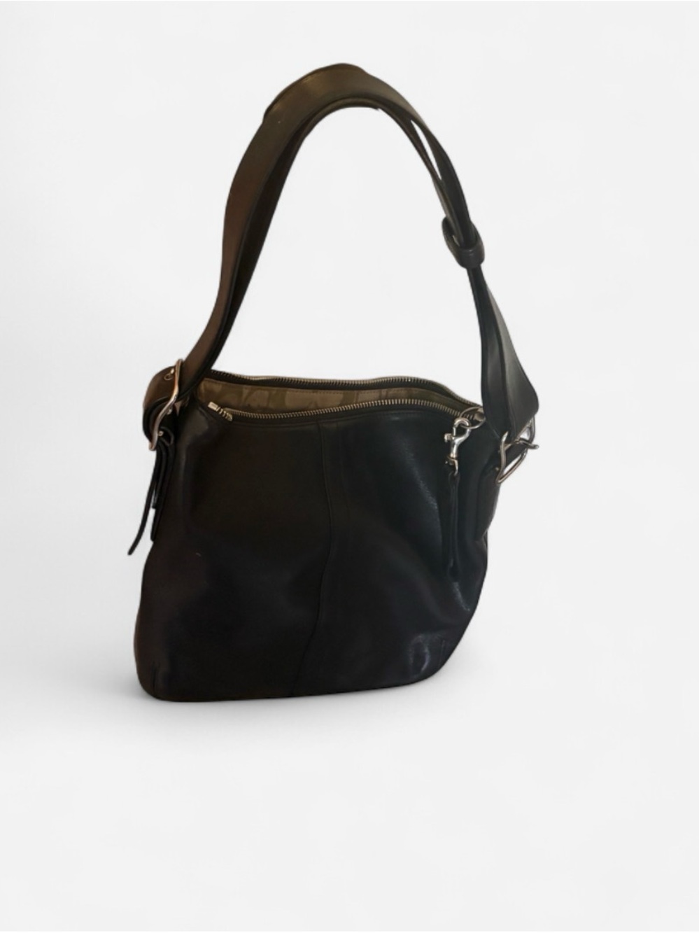 Coach Black Leather Hobo Shoulder Bag